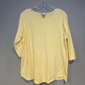 Womens Christopher & Banks Petite 3/4 length sleeve Pale Yellow Size PXL